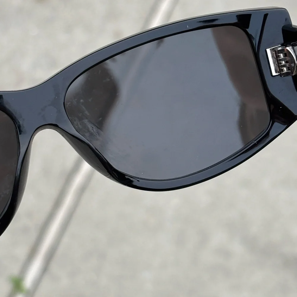 Celine Black Rectangular Cat-Eye Sunglasses with Gold Logo
